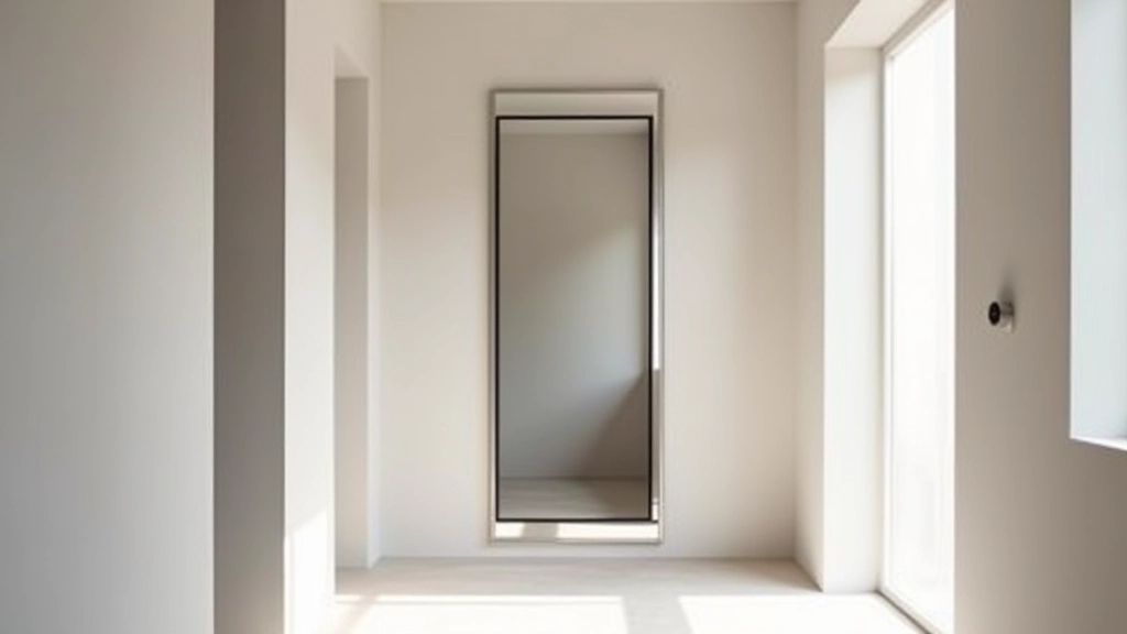 Specchio grande con cornice sottile in corridoio stretto, riflette luce naturale e amplifica lo spazio visivo