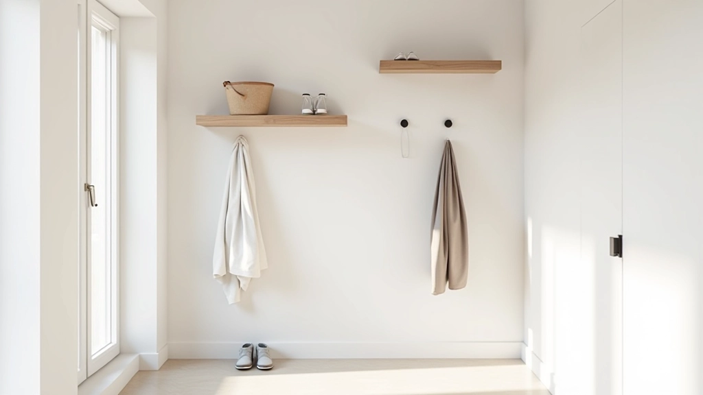 Ingresso minimalista con soluzioni di storage verticale